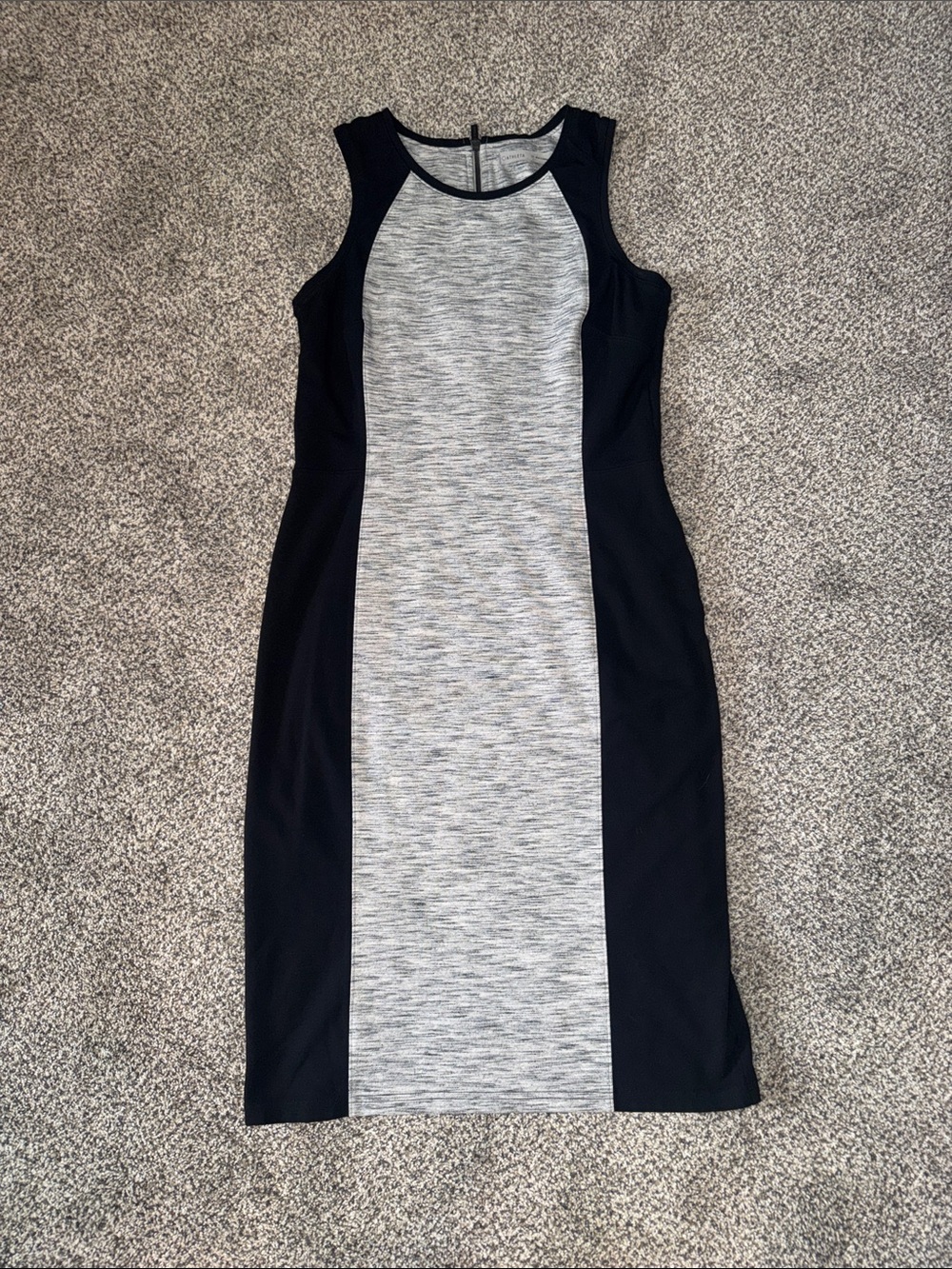 Athleta Black and Gray Sleeveless Colorblock Midi Dress
